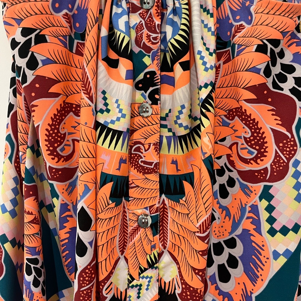 Mara Hoffman size S button down with knot maxi dress- multi coloured